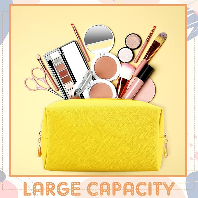 Kigeli 15 Pcs Aesthetic Makeup Bags PU Leather Cosmetic Pouches Waterproof Plain Toiletry Bags Makeup Pouches Bulk for Women Party Gift Travel Storage Organizer(Macaron)