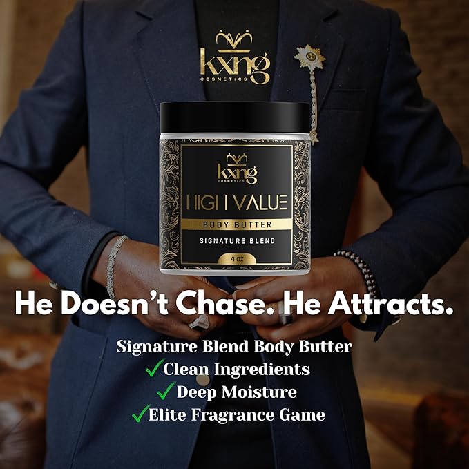KXNG Cosmetics, Body Butter, Organic Skin Care for Men and Women, Body Moisturizer Lotions and Creams, Raw Shea Butter, Cocoa Butter, Mango, Coconut Oil, Hand, Foot, All Skin Types (High Value)
