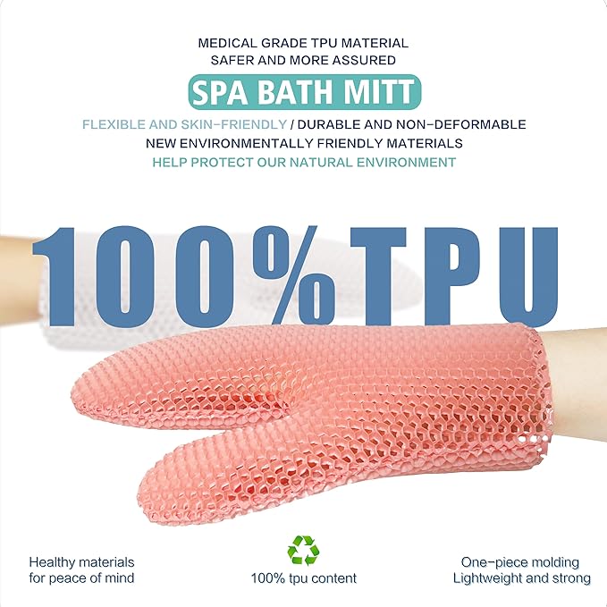 Bath Mitt - Exfoliating Glove, Honeycomb Body Scrubber,Massage Body Scrub Gloves for Home Spa,Mitt Sponges for Cleaning Body,Deep and Gentle,Fast foaming (White(Softer,Medium Size))