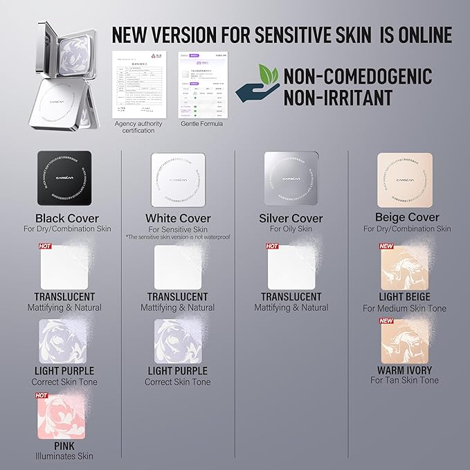 2.0 Black Magnet Soft Focus Powder, Waterproof Translucent Pressed Setting Powder, 24H Longlasting Talc-Free Face Powder, Oil Control Compact Makeup,03 Translucent For Sensitive Skin, 0.28Oz