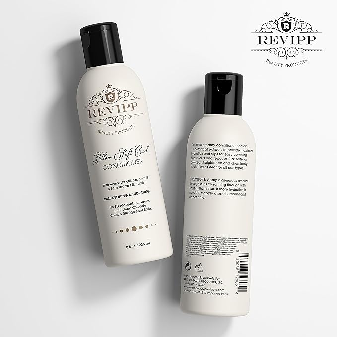 REVIPP Beauty Deep Conditioner for Dry Damaged Curly Hair 8fl oz Curl Defining Hydrating Conditioner with Avocado Oil, Grapefruit, Lemongrass
