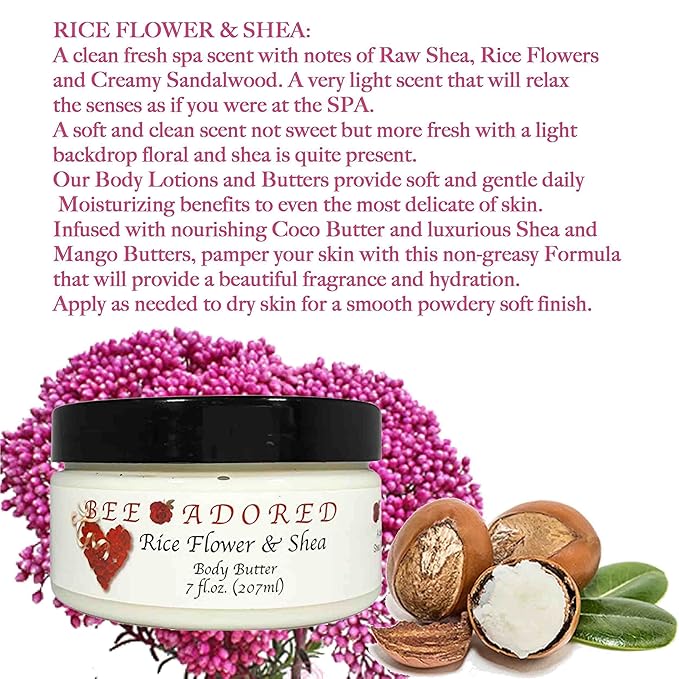 Body Butter, Rice Flower & Shea, 8 Fluid Ounce