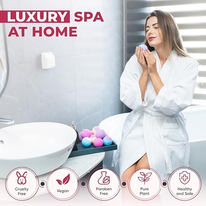 Bath Bombs for Women, Men & Kids – 12 Bath Bomb Gift Set with Shea Butter, Essential Oils & Sea Salt, Moisturizing Spa Aromatherapy, Long-Lasting Fizz, Relaxation & Holiday Gifts