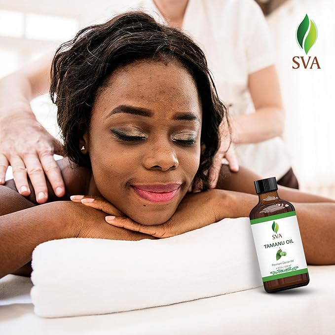 SVA Tamanu Oil - 4 Fl Oz – 100% Natural Cold Pressed Tamanu Oil - for Face, Skin Care, Hair Care, Scalp Massage & Body Massage – Carrier Oil with Dropper