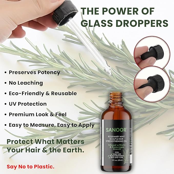 SANOOR® Rosemary Mint, Scalp Hair Growth Oil, Infused Biotin to Encourages Hair Growth | Healthier, Stronger & Long Strands | All Type & Texture | Straight, Waves & Chemically Treated Hairs