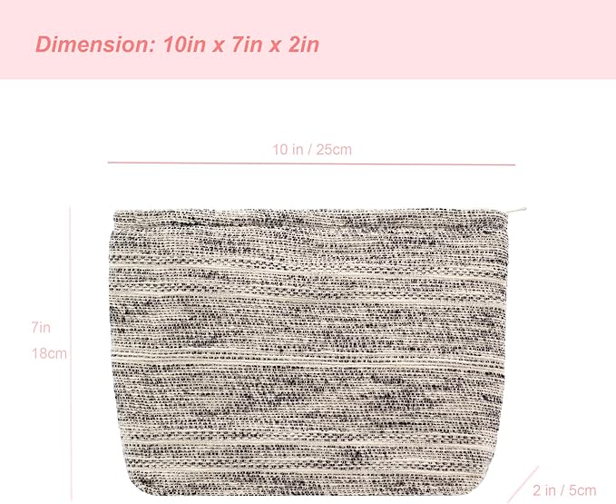 Makeup Bags for Purse Zipper Cosmetic Pouch Large Travel Canvas Make Up Organizer Tool Pouch for Women and Girls,Ripple Grey