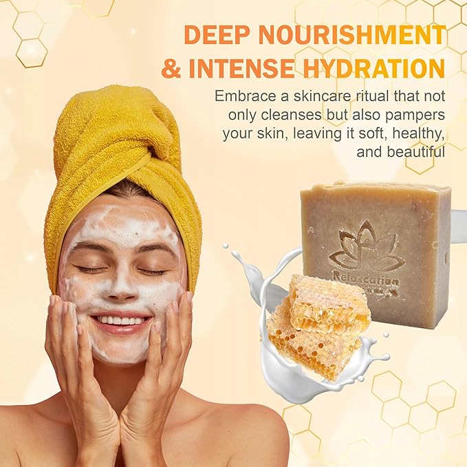 100% Natural Goat Milk Soap Bar with Real Raw HONEY and GOAT MILK - Mild and Soft Cold Process Soap Bar | Handmade in USA (Goat Milk and Honey)