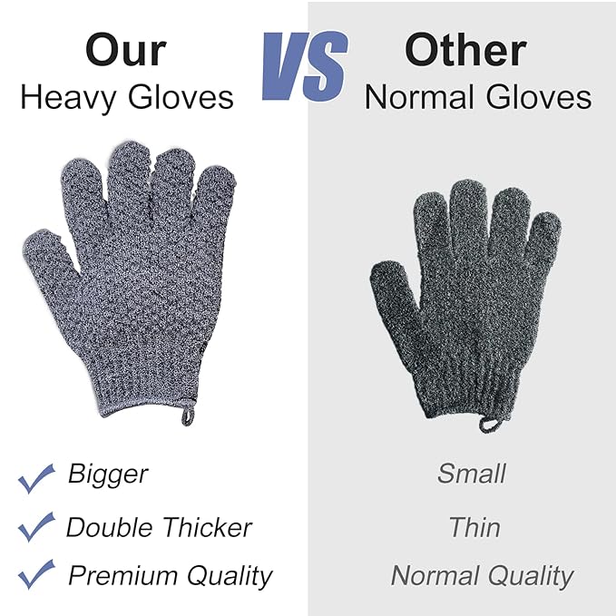 Yiclick Heavy Exfoliating Gloves, Exfoliating Body Scrubber for Bath Shower Exfoliation, Body Scrub Exfoliator for Dead Skin Remover, Exfoliate Sponge Loofah Washcloth Mitt Men Women