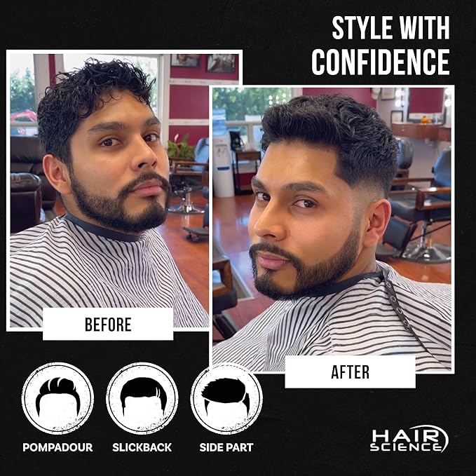 Hair Science - Premium, Organic, Water Based Pomade for Men & Women, Medium Hold, Professional Barber Formulation, Perfect for Curly, Wavy, & Short Hair Styling, Eucalyptus Scent, Travel Size (2 Oz)