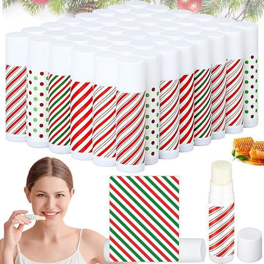 50 Pcs Christmas Peppermint Lip Balms Gifts Bulk Holiday Stocking Stuffers Holiday Treat Gifts Stuffer Goodie Christmas Party Supplies for Kids Women Men