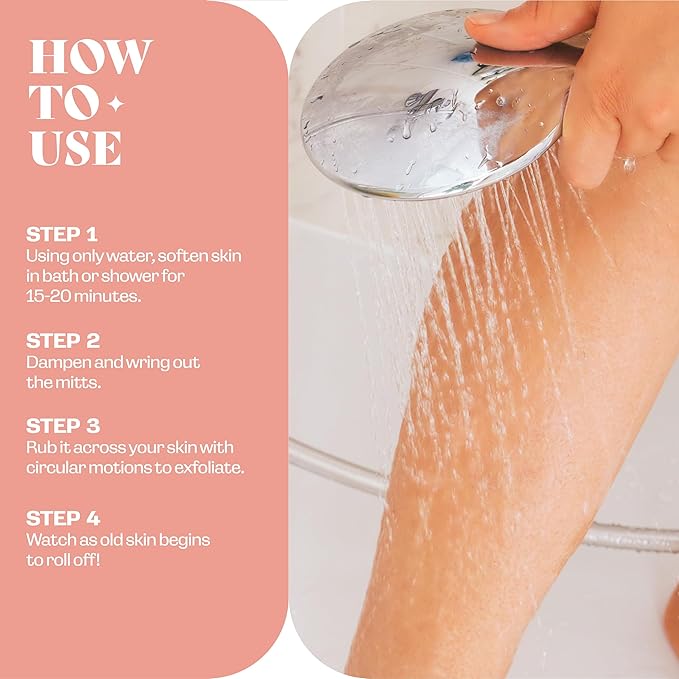 Exfoliating Glove (3 PCS) - Turkish Hammam Mitt for Bath, Exfoliating Body Scrubber Mitt, Dead & Dry Skin Remover for Body, Great for Spray Tan Removal, Smooth Skin Surface