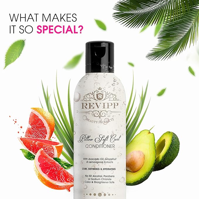REVIPP Beauty Deep Conditioner for Dry Damaged Curly Hair 8fl oz Curl Defining Hydrating Conditioner with Avocado Oil, Grapefruit, Lemongrass