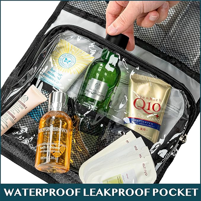 PAVILIA Travel Hanging Toiletry Bag for Women Men, Large Capacity Makeup Bag Kit, Waterproof Cosmetic Storage Organizer Case for Bathroom Shower