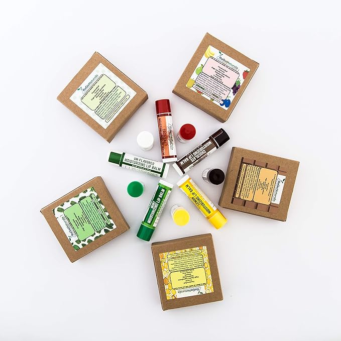 Handmade Chocolate Lip Balm - All Natural, All Day Hydration for Smooth & Soft Care - Original Beeswax, Shea Butter, Jojoba Oil, Vitamin E Infused - Lip Balm for Self Care Gifts (4 Pack)