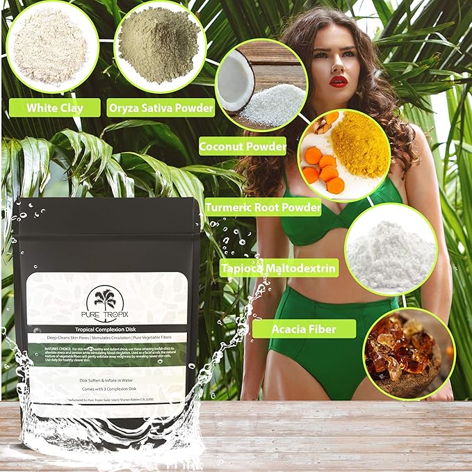 Pure Tropix Face & Body Exfoliating Scrub Set | Gentle Plant-Based Facial Cleansing Brush | Deep Cleansing Brush | Loofah Discs for Healthy and Radiant Skin | Organic Loofah for Men & Women (3 Pack)