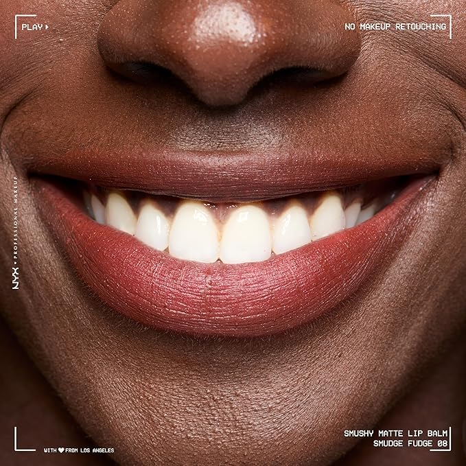 NYX PROFESSIONAL MAKEUP Smushy Matte Lip Balm, Tinted Lip Moisturizer with Soft, Matte Finish - Smudge Fudge (Chocolate Brown)