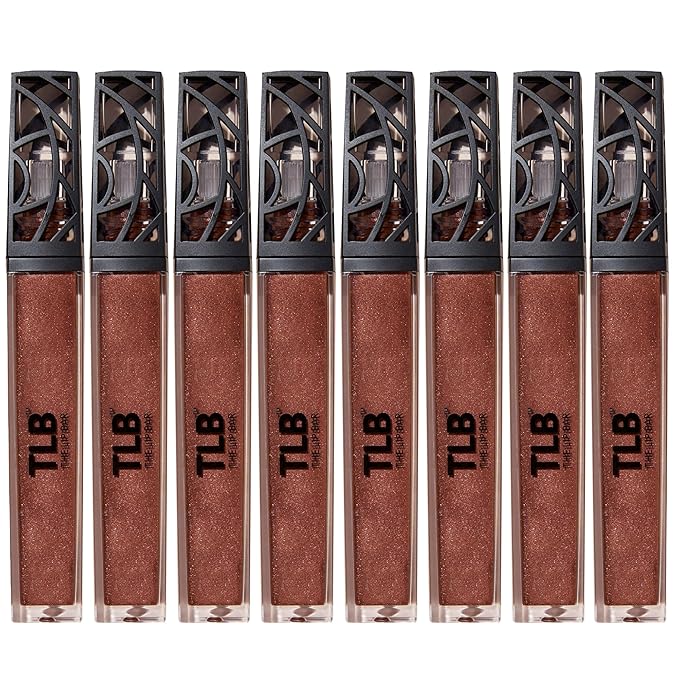 The Lip Bar - Lip Gloss, Extra (Brown Shimmer) 8-Pack - Gloss Up Sheer Finish - Smooth, Not Sticky Formula - Coconut Oil, Olive Oil, Argan Oil & Vitamin E - Vegan & Cruelty Free - .30 fl oz