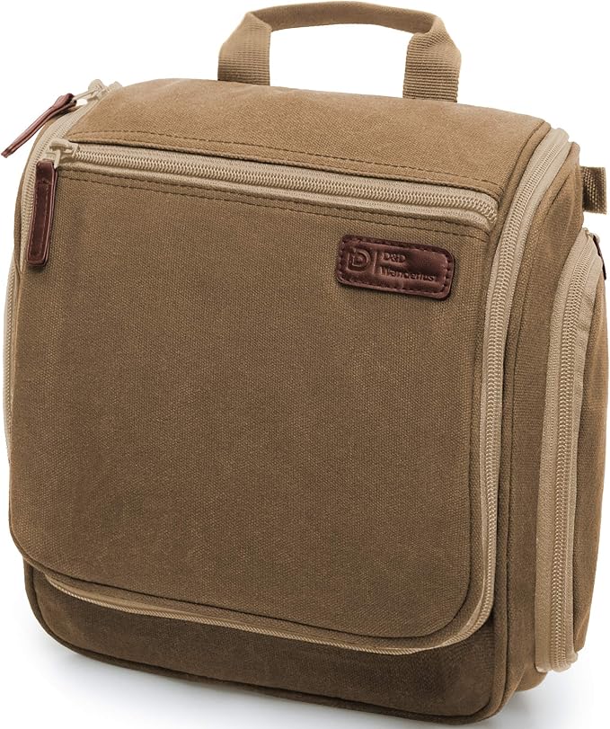 D&D Hanging Travel Toiletry Bag for Men and Women – Large Cosmetics, Makeup and Toiletries Organizer Kit with 10 Compartments, YKK Zippers, XXL Metal Swivel Hook, Water-Resistant Nylon