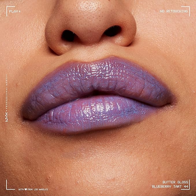 NYX PROFESSIONAL MAKEUP Butter Gloss, Non-Sticky Lip Gloss - Blueberry Tart (Periwinkle Blue) (Pack of 2)
