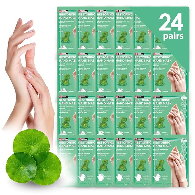 24 Pairs Original Derma Beauty Hand Mask Bulk, Moisturizing Hand Gloves for Dry Hands, Nail Care Essential (Cica)
