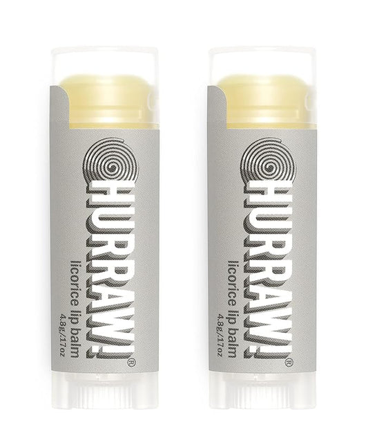 Hurraw! Licorice Lip Balm, 2 Pack: Organic, Certified Vegan, Cruelty and Gluten Free. Non-GMO, 100% Natural Ingredients. Bee, Shea, Soy and Palm Free. Made in USA