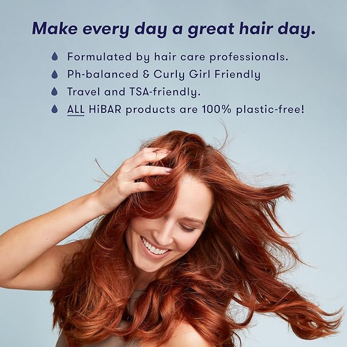 HiBAR - Moisturize Shampoo & Conditioner Set - For Dry, Frizzy Hair - Nourish & Hydrate -Coconut Oil, Cocoa Butter & Vitamin B5 -Plastic, Soap, Paraben & Sulfate-Free -Color Safe & Vegan -2 Solid Bars