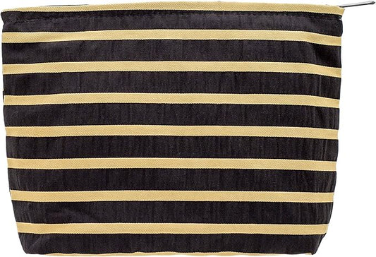PAZIMIIK Floral Makeup Bag Large Cotton Zipper Pouch for Purse Travel Canvas Make Up Organizer for Women Cosmetic,Stripe Black