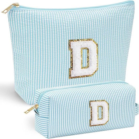 YOOLIFE Birthday Gifts for Women Her - Personalized Cute Initial Cosmetic Makeup Pouch Make Up Travel Bag for Mothers Day Gifts Teacher Sister Friend Girlfriend Mothers Day Gifts for Mom D