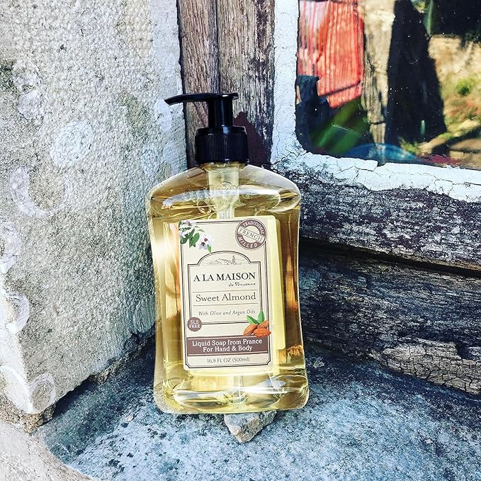 A LA MAISON French Liquid Hand Soap, Almond - Natural Hand Wash Made with Essential Oils - Biodegradable, Plant-Based, Vegan, Cruelty-Free, Alcohol & Paraben Free (16.9 oz, 3 Pack)