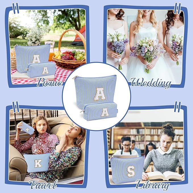 YOOLIFE Teen Girl Gifts | Makeup Bag | Cosmetic Bag | Travel Toiletry Bag | Gifts for Teacher Teen Girls Girlfriend Bridal Shower | Birthday Gifts for Kids | 15 14 13 Year Old Girl Gifts Blue A