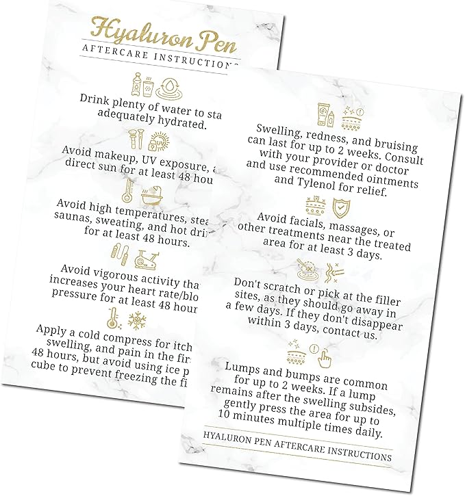 100 Pack - Premium Hyaluron Pen Lip Filler Aftercare Instructions Card 2 x 3.5" Accessories Supplies Kit Care - HP22A100_N