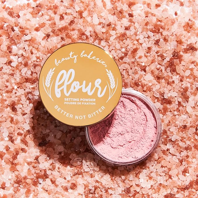 Beauty Bakerie Flour Setting Powder for Foundation, Loose Face Powder Makeup, Perfect for Oily Skin, Long-Lasting Matte Finish, Ideal for Baking and Blurring, 0.5oz, Himalayan (Pink)