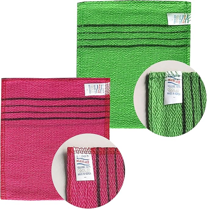 8 pcs Asian Exfoliating Bath Washcloth - Red & Green