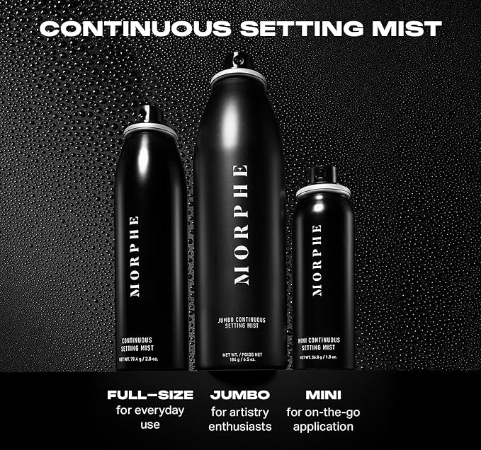 Morphe Continuous Setting Mist - Micro-Fine Makeup Setting Spray with a Natural Radiant Finish - Helps Makeup Resist Caking or Fading & Increases Wear of Foundation (2.8 fl oz)