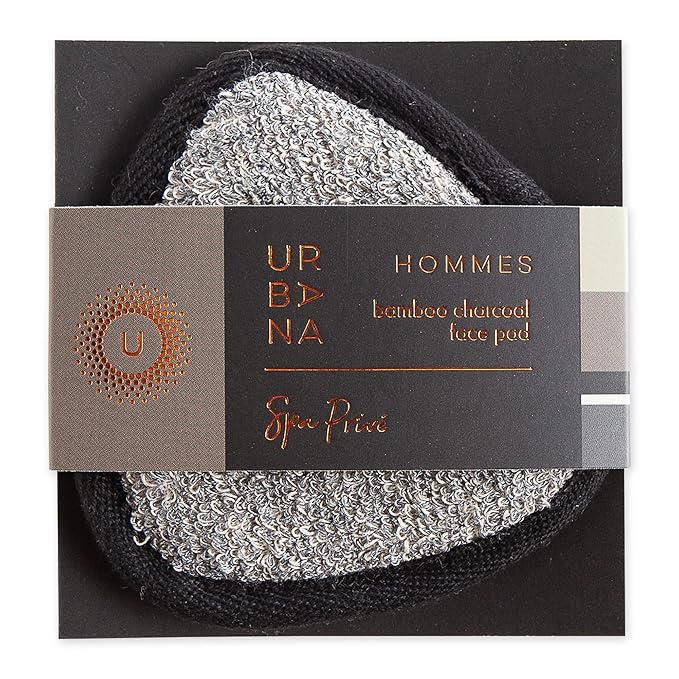 Urbana Spa Prive Men's Bamboo Charcoal Collection, Face Pad,Grey,6338