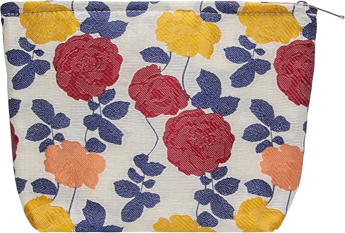 PAZIMIIK Makeup Bag Large Cotton Zipper Pouch for Purse Travel Canvas Make Up Organizer for Women Cosmetic,Rose Beige