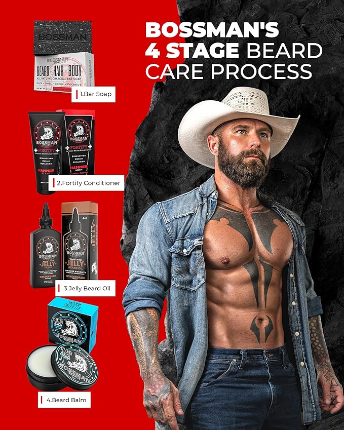 Bossman Relaxing Beard Balm for Men (Stagecoach Scent) – Tames, Relaxes, Thickens & Softens for Ultimate Beard Care – Made in USA