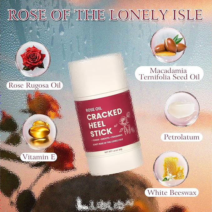 4 Pcs Cracked Heel Treatment & Repair Stick Set (with 2 Foot Balms + 2 Heel Socks) – Rose Oil & Jojoba Oil Infused cracked heel stick Balm for Dry, Cracked Heels – No-Mess Applicator, Travel-Friendly