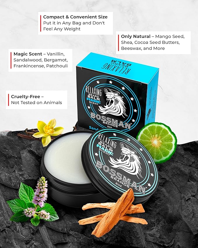 Bossman Beard Balm Variety Pack - Beard Grooming, Growth and Care Kit - Softener and Moisturizer - All 6 Scents