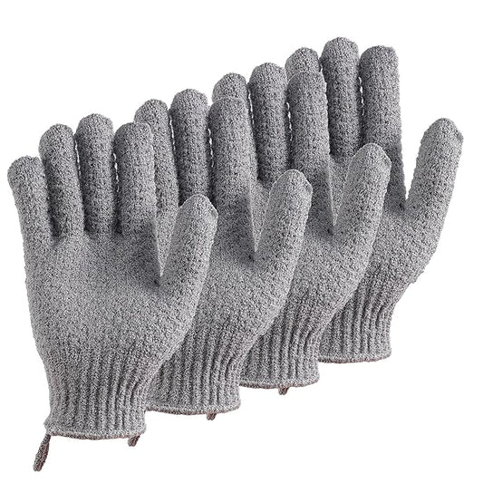 Bath Exfoliating Gloves - 2 Pairs of Lengthened and Large Scrubbing Gloves for Shower, Spa, and Massage - Perfect for Exfoliating Body, Face, Hands, and Feet(2 paris gary)